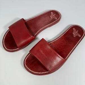 Freebird by Steven Golden Red Slide Sandals Slip-on Red Leather Women Size 10
